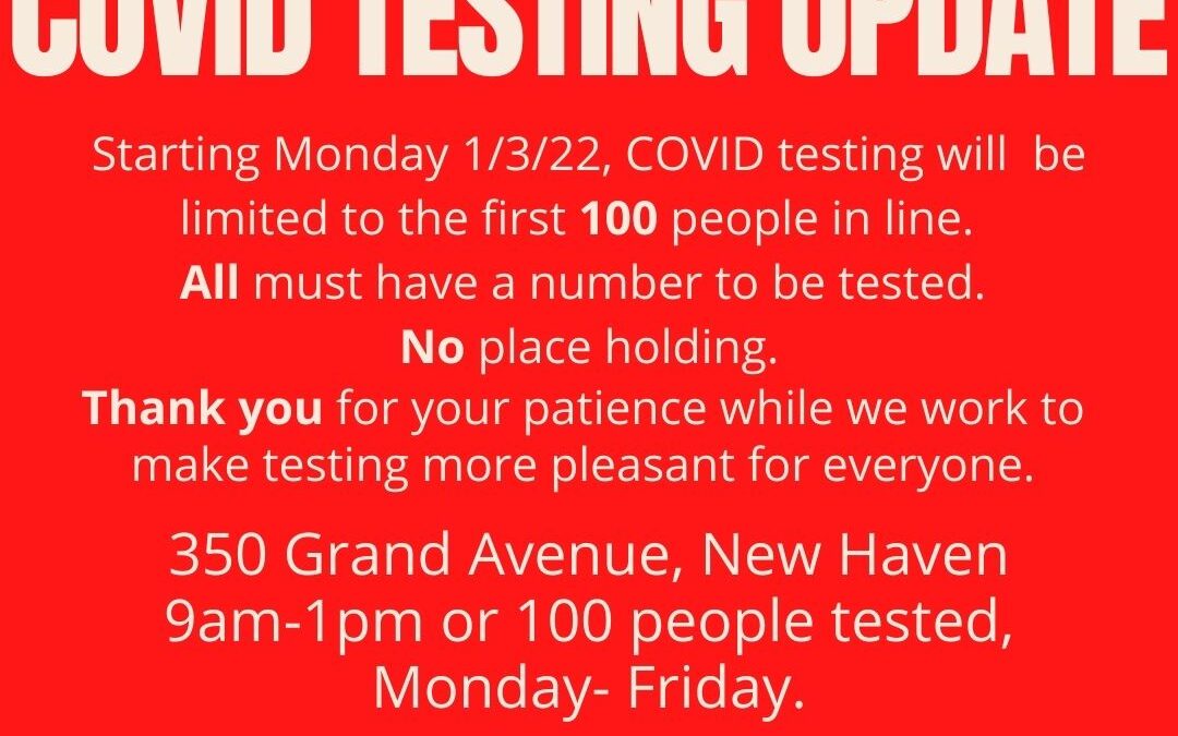 Changes for COVID Testing Walk -Up and Vaccine Appointments