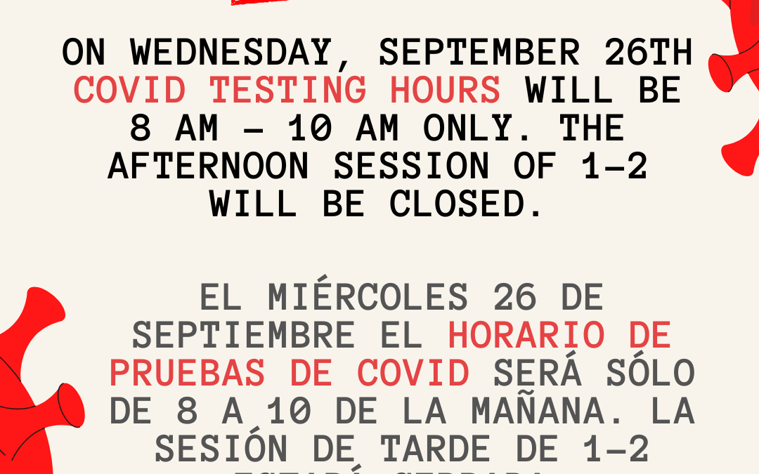 COVID Testing Hours on September 28th
